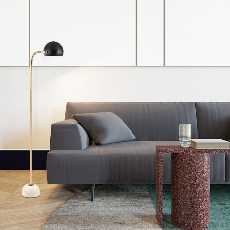 Modern Minimalist Spherical Metal Marble Adjustable Angle 1-Light Standing Floor Lamp
