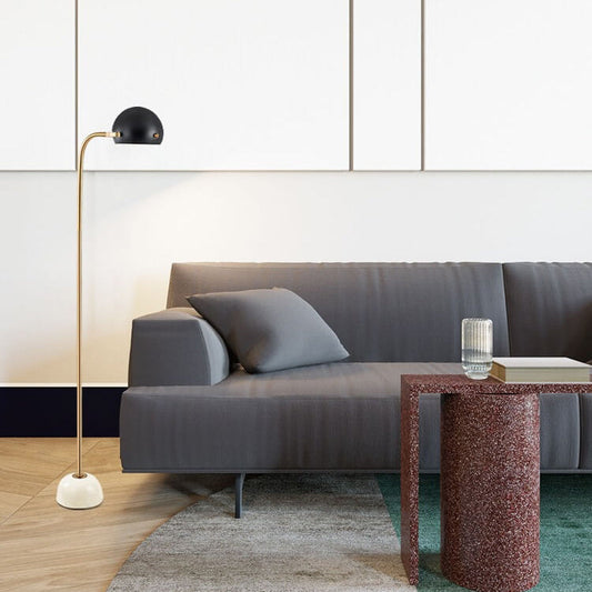 Modern Minimalist Spherical Metal Marble Adjustable Angle 1-Light Standing Floor Lamp