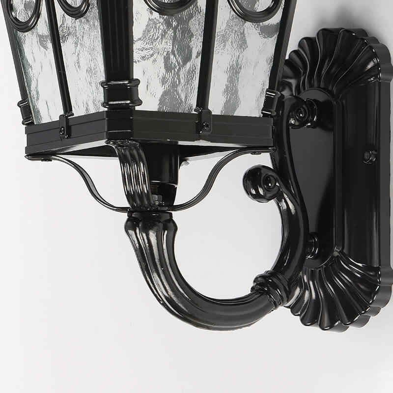 Europe Retro Black Die-Cast Aluminum Glass Outdoor Indoor 1-Light Wall Sconce Lamp