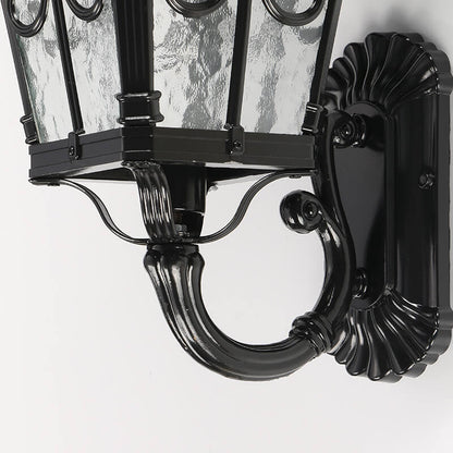 Europe Retro Black Die-Cast Aluminum Glass Outdoor Indoor 1-Light Wall Sconce Lamp