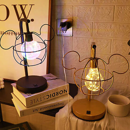 Creative Mouse Metal Cage LED Decorative Battery Table Lamp