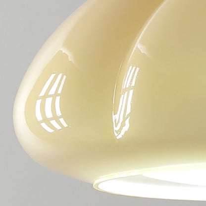 Contemporary Vintage Glass Pumpkin Shade Wood 1-Light Pendant Light For Living Room