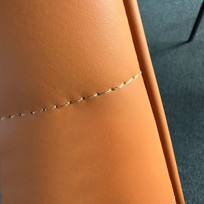 Modern Minimalist Rectangular Striped Leather Carbon Steel Dining Chair Backrest For Dining Room