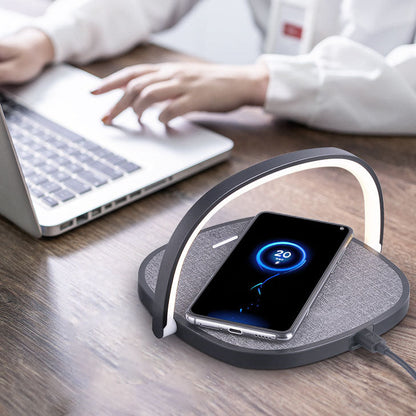 Creative Simple Wireless Charging Round Flat Panel LED Night Light Table Lamp