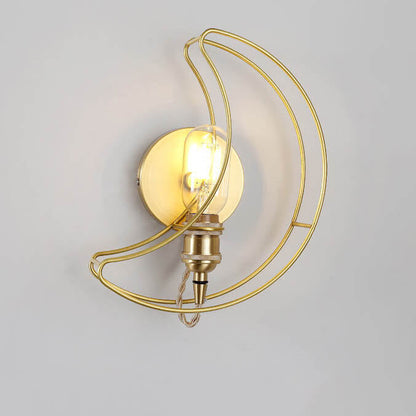Modern Mid-Century Moon Copper 1-Light Wall Sconce Lamp For Living Room
