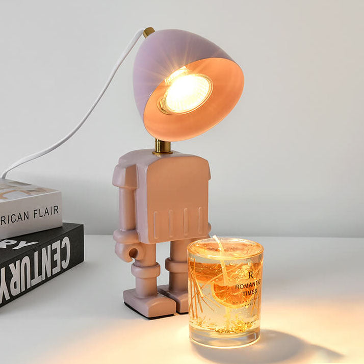 Modern Art Deco Resin Hardware Robot 1-Light Melting Wax Table Lamp For Bedroom