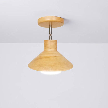 Nordic  Wooden Log Cone 1-Light Semi-Flush Mount Ceiling Light