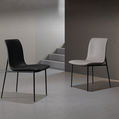 Modern Minimalist PU Leather Carbon Steel Sponge Square Dining Chair Backrest For Dining Room
