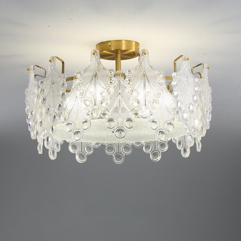 Modern Light Luxury Creative Crystal Cylinder 6-Light Semi-Flush Mount Ceiling Light