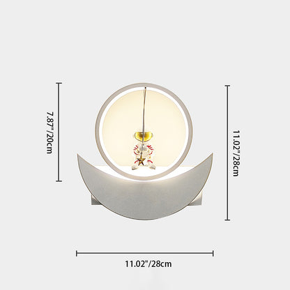 Contemporary Creative Resin Space Astronaut Round Iron Aluminum Shade LED Kids Wall Sconce Lamp For Bedroom