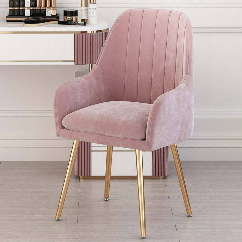 Contemporary Scandinavian Velvet PU Leather Sponge Emulsion Metal Square Vanity Stool Backrest Armrest For Bedroom