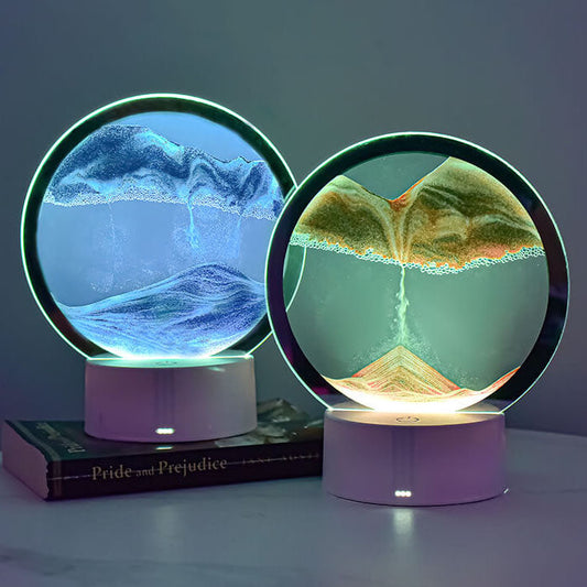 Creative Round Hourglass Quicksand 3D LED Night Light Table Lamp