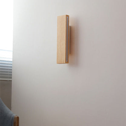 Japanese Minimalist Log Rectangular Flat Rotatable LED Wall Sconce Lamp