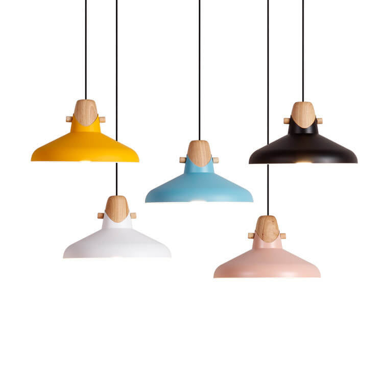 Nordic Minimalist Macaron Solid Color Ironwood 1-Light Pendant Light