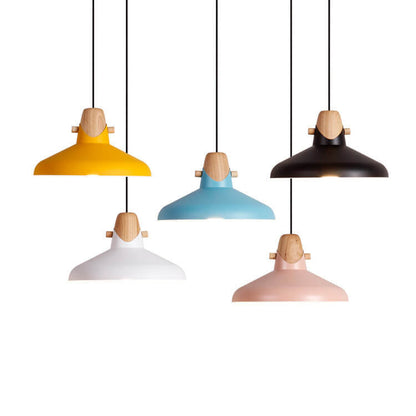 Nordic Minimalist Macaron Solid Color Ironwood 1-Light Pendant Light