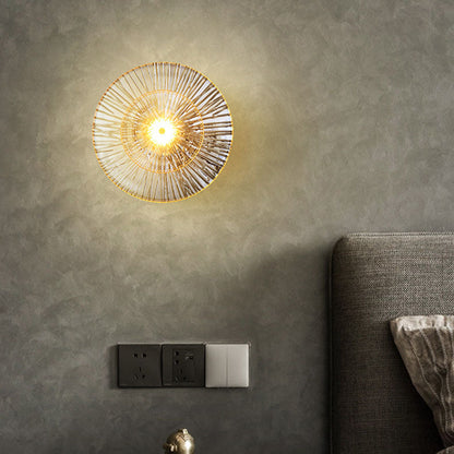 Modern Minimalist Round Glass Copper LED Wall Sconce Lamp For Living Room