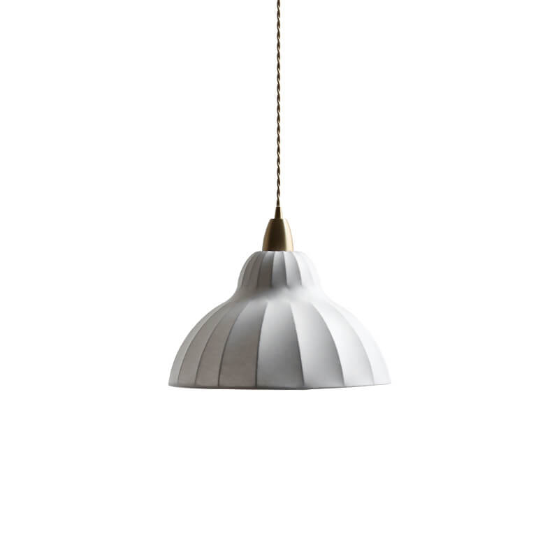 Japanese Minimalist Silk Dome 1-Light Pendant Light
