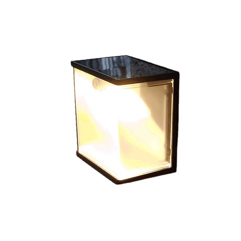 مصباح حائط LED للديكور الخارجي بتصميم صندوق مستطيل يعمل بالطاقة الشمسية 