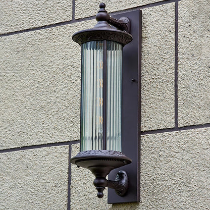 Contemporary Retro Waterproof Aluminum Glass Cylinder 1-Light Wall Sconce Lamp For Garden