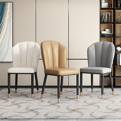 Modern Luxury Artificial Leather Carbon Steel Sponge Square Shell Dining Chair Backrest For Dining Room