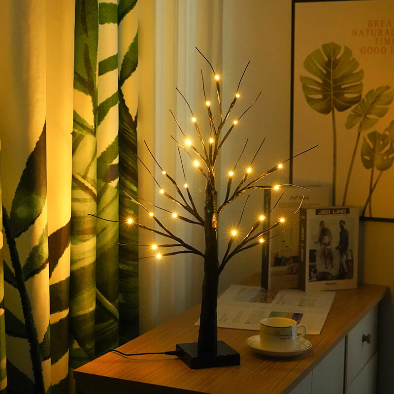 Halloween Tree Light Pumpkin Bats Simulation Tree Light USB Battery Decoration Table Lamp