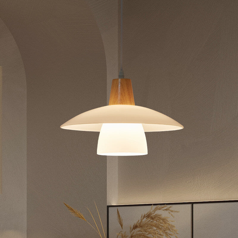 Japanese Minimalist Log Glass 1-Light Pendant Light