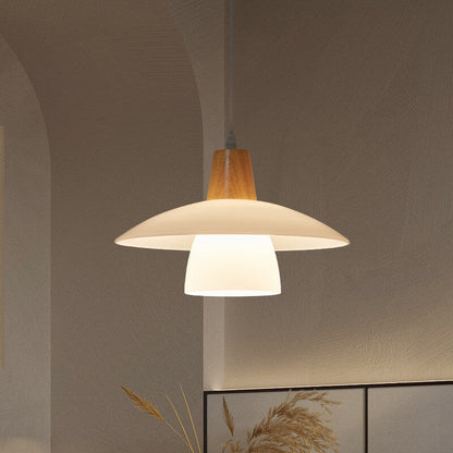 Japanese Minimalist Log Glass 1-Light Pendant Light