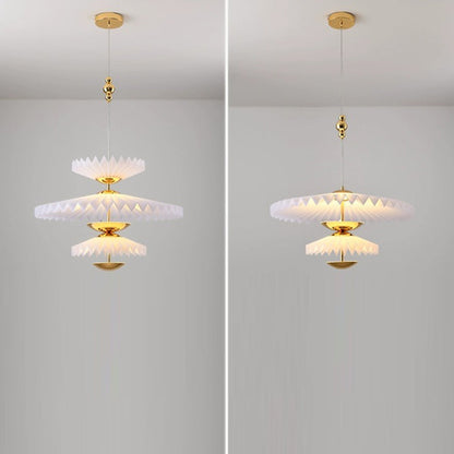 Modern Art Deco Pleated Round Acrylic Iron LED Chandelier For Living Room