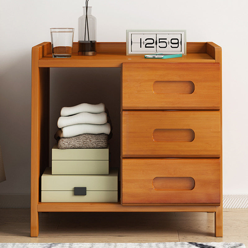 Modern Minimalist Rectangular Desktop Bamboo Nightstand 1/2-Drawer For Bedroom