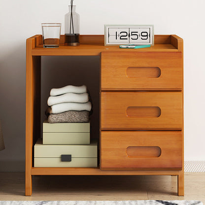 Modern Minimalist Rectangular Desktop Bamboo Nightstand 1/2-Drawer For Bedroom