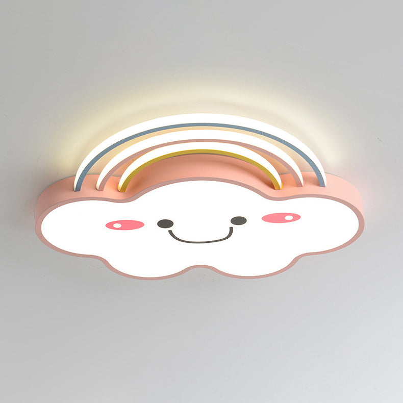 現代的でクリエイティブなレインボークラウドアクリルシェードLEDフラッシュマウントシーリングライト寝室用