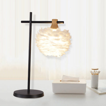 Modern Creative Feather Fishing Rod 1-Light Table Lamp