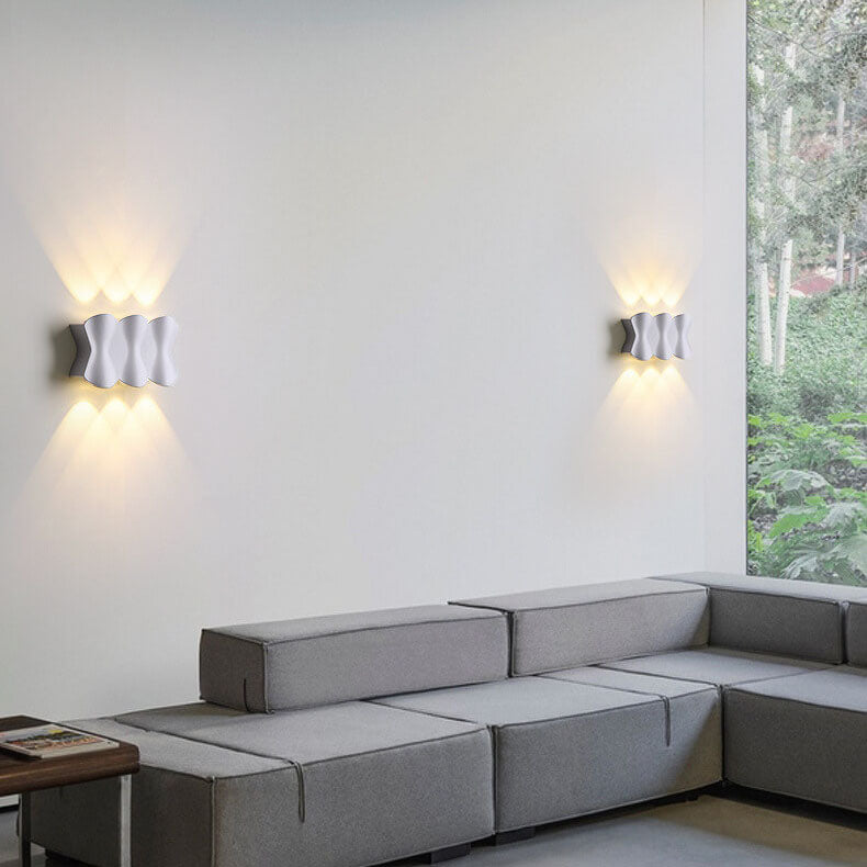 Modern Simplicity Rectangle Wave Aluminum LED Outdoor Wall Sconce Lamp For Outdoor Patio