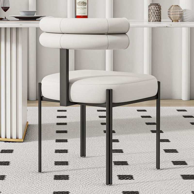 Contemporary Nordic Square Curved Backrest Microfiber Leather  Carbon Steel Dining Chair For Dining Room