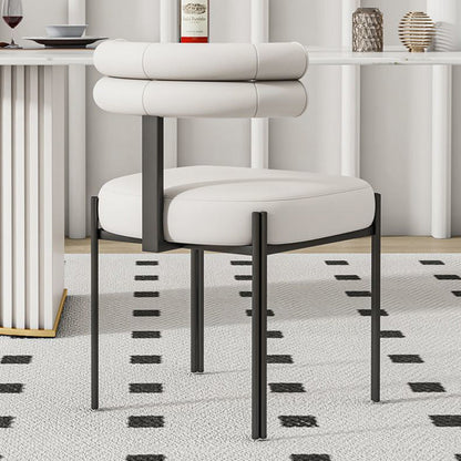 Contemporary Nordic Square Curved Backrest Microfiber Leather  Carbon Steel Dining Chair For Dining Room