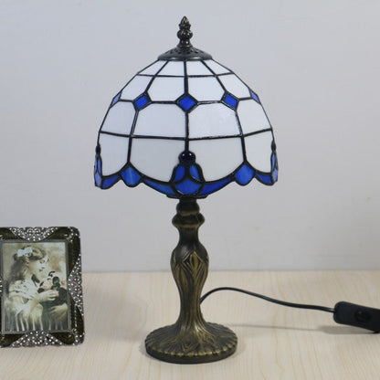 Traditional Tiffany Resin Glass Umbrella Shape 1-Light Table Lamp For Bedroom