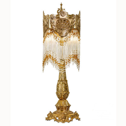 French Full Copper Crystal Tassel Design 1-Light Table Lamp