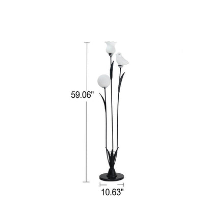 Modern Creative Twig Bird Iron 3-Light Standing Floor Lamp