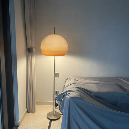 Contemporary Retro Mushroom Hardware Glass 2-Light Standing Floor Lamp For Living Room