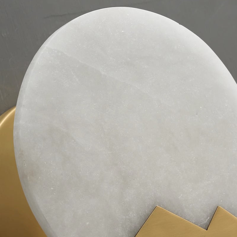 Modern Luxury Marble Round Shade Gold Finish Frame 1-Light Wall Sconce Lamp For Bedroom