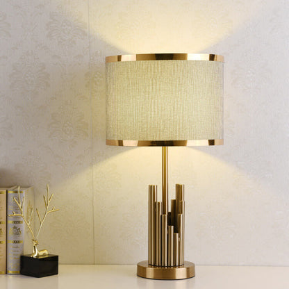 Modern Fabric Light Luxury Simple Cylindrical Design 1-Light Table Lamp