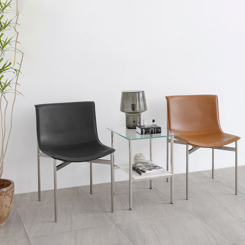 Contemporary Nordic Square Curved Microfiber Leather Stainless Steel Dining Chair Backrest For Dining Room