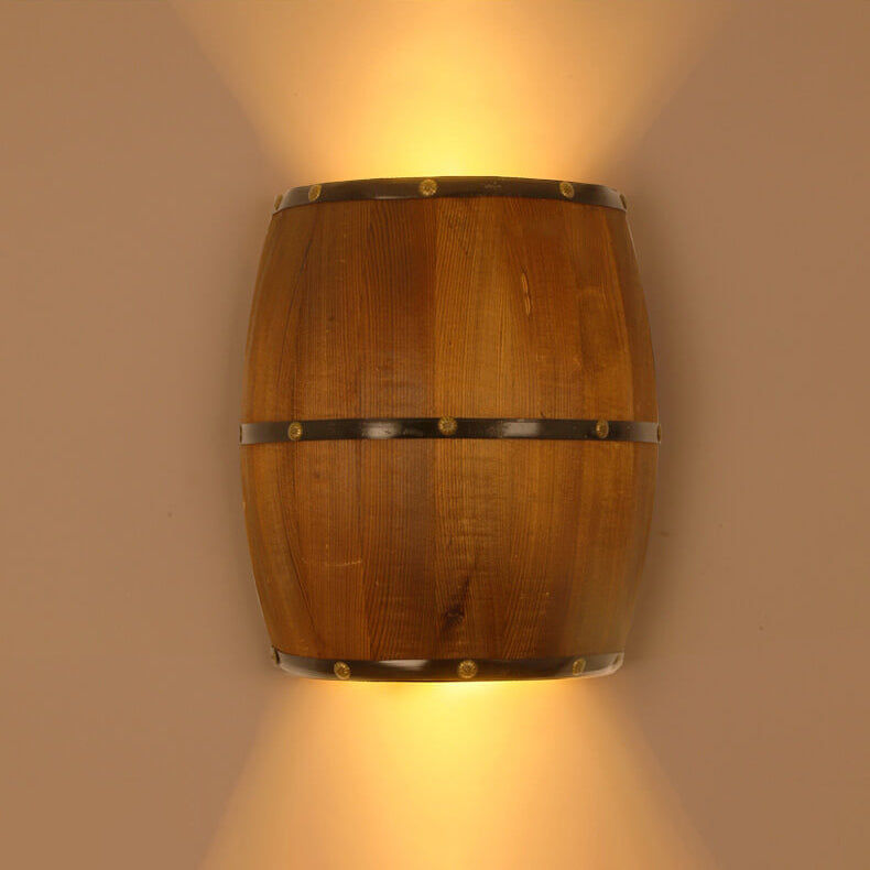 Industrial Vintage Half Barrel Wood LED Wall Sconce Lamp