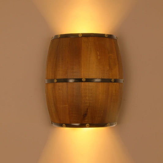 Industrial Vintage Half Barrel Wood LED Wall Sconce Lamp