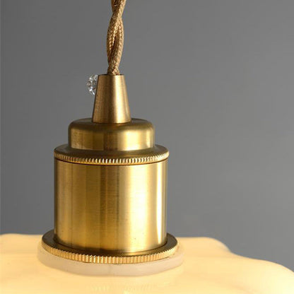 Traditional Vintage Cylindrical Brass Glass 1-Light Pendant Light For Bedroom