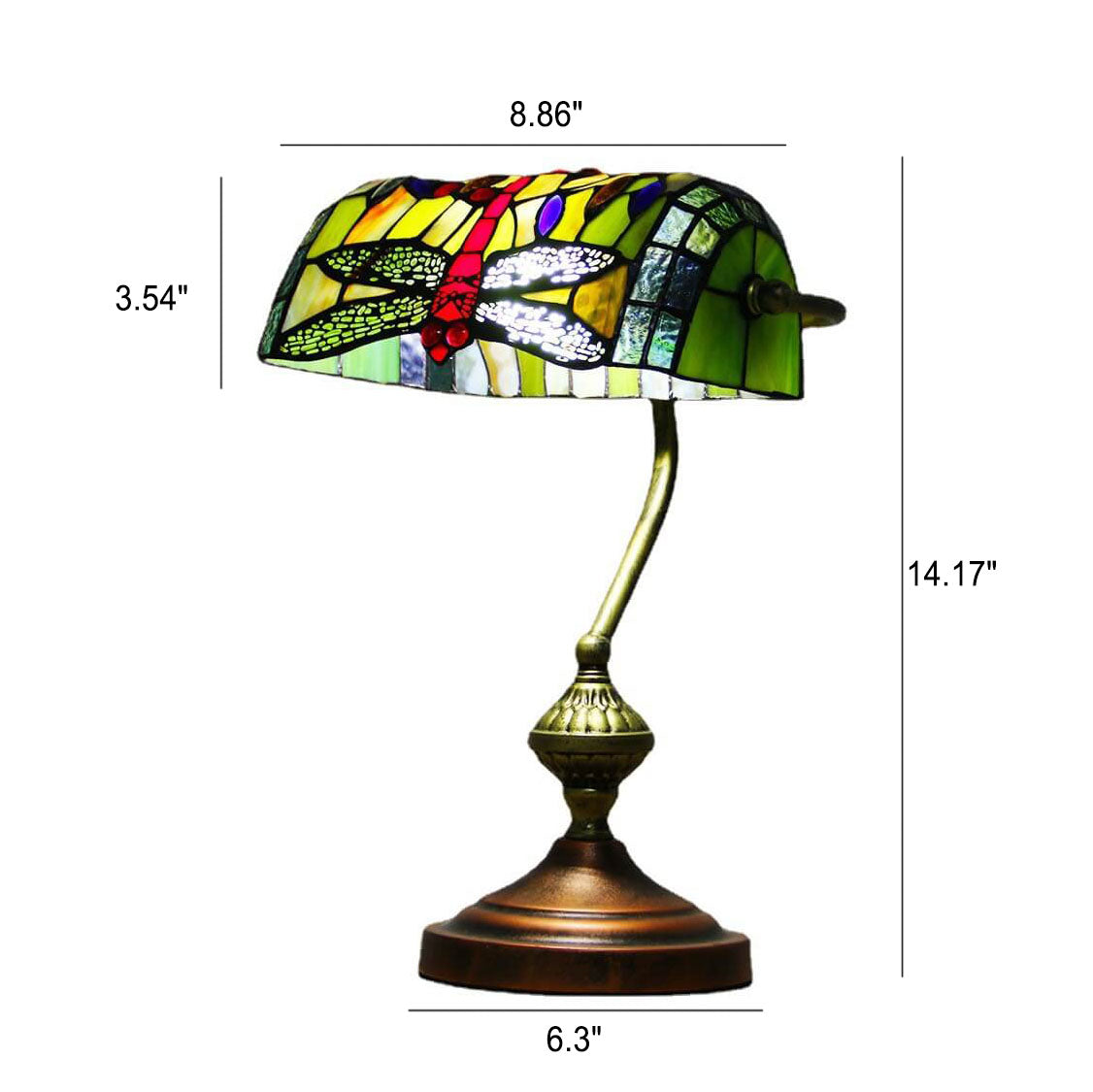 European Tiffany Vintage Bank Glass Hardware 1-Light Table Lamp