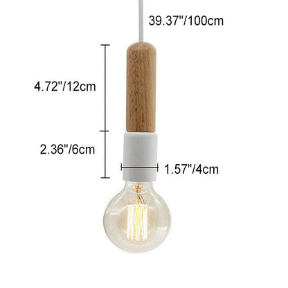 Nordic Minimalist Solid Wood Cylinder Top 1-Light Pendant Light