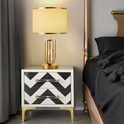 Modern Minimalist Imitation Copper Cloth 1-Light Table Lamp