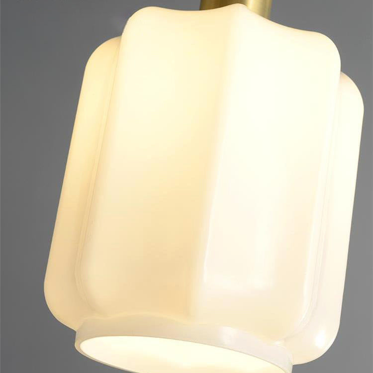 Traditional Vintage Cylindrical Brass Glass 1-Light Pendant Light For Bedroom