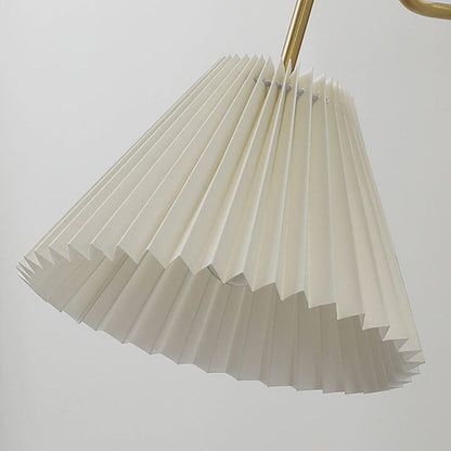 Nordic Vintage Walnut Brass Pleated Shade 1-Light Wall Sconce Lamp